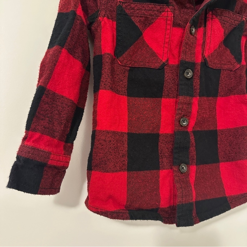 Roots Buffalo Plaid Red and Black Button Down Shirt Size 2T Toddler - Picture 2 of 10